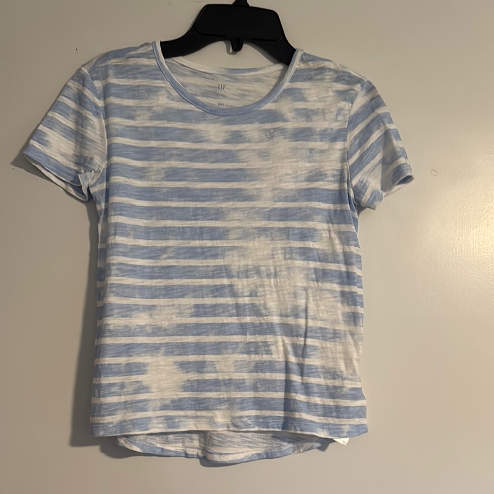 GAP Light Blue and White Striped Tee